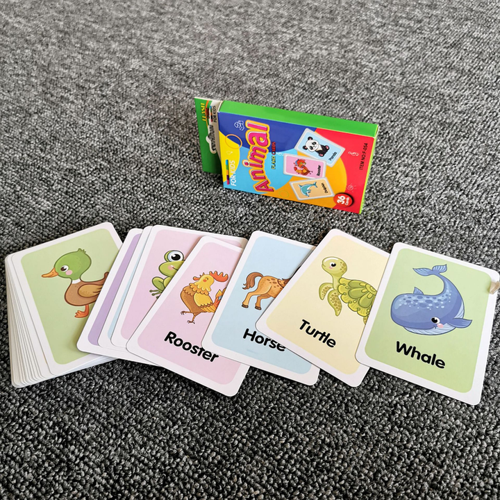 7-Set  Kids Early Education Flash Cards, Montessori Cognitive Development Toys for Toddlers Ages 4+, Educational Gift for Boys Girls【Animal+Shape+Colour+Time+Vegetables+Fruits+Body Parts】