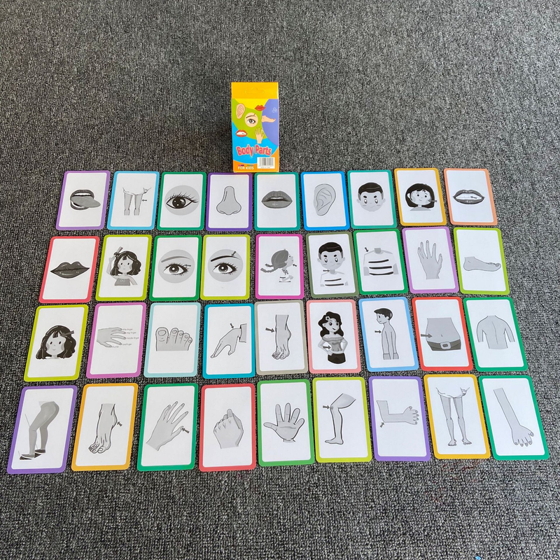 7-Set  Kids Early Education Flash Cards, Montessori Cognitive Development Toys for Toddlers Ages 4+, Educational Gift for Boys Girls【Animal+Shape+Colour+Time+Vegetables+Fruits+Body Parts】