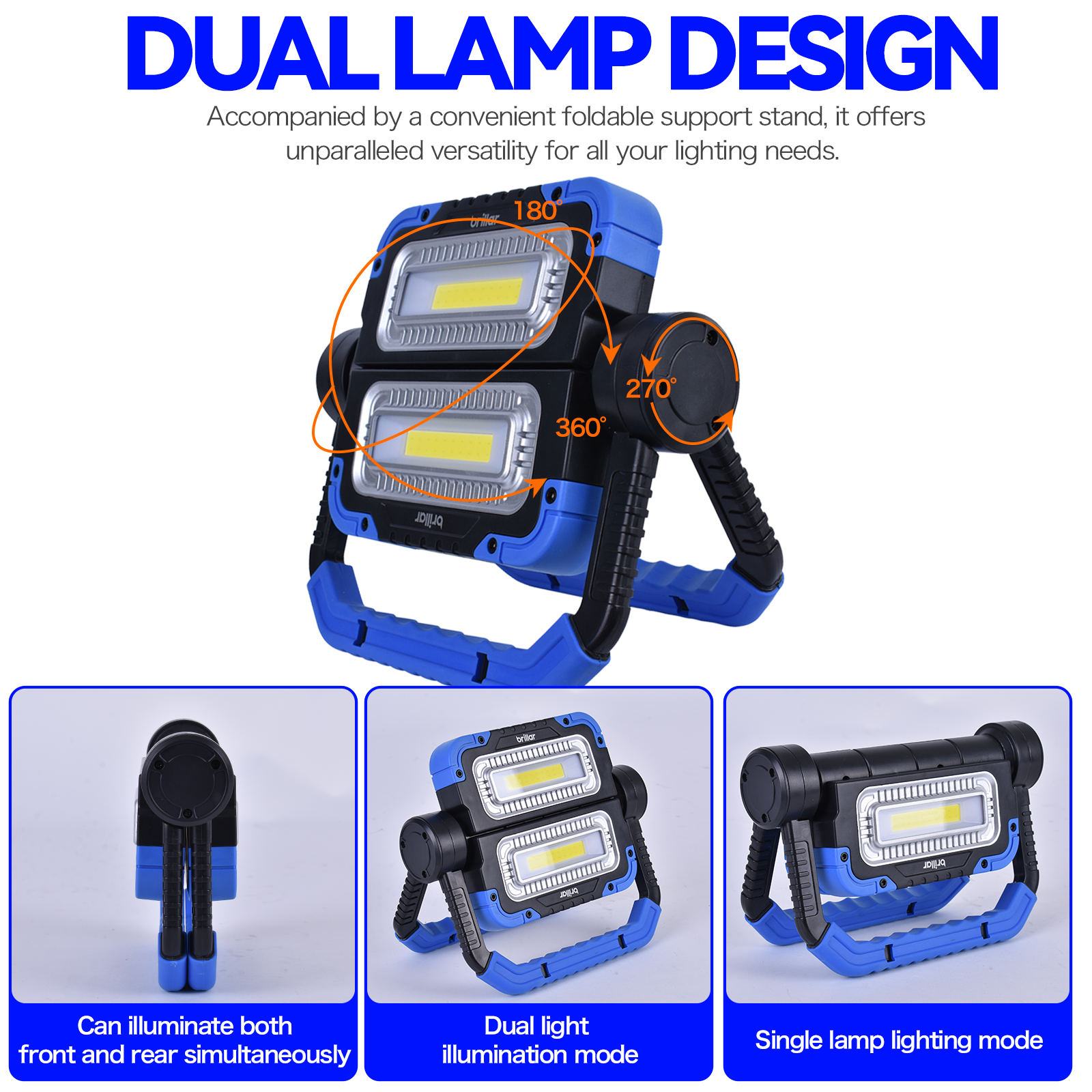 Brillar 600 Lumen Versatile 360° Rotating COB LED Work Lamp