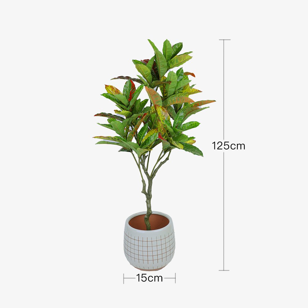 125cm Faux Artificial Home Decor Potted Codiaeum Plant - VogueDecor.au