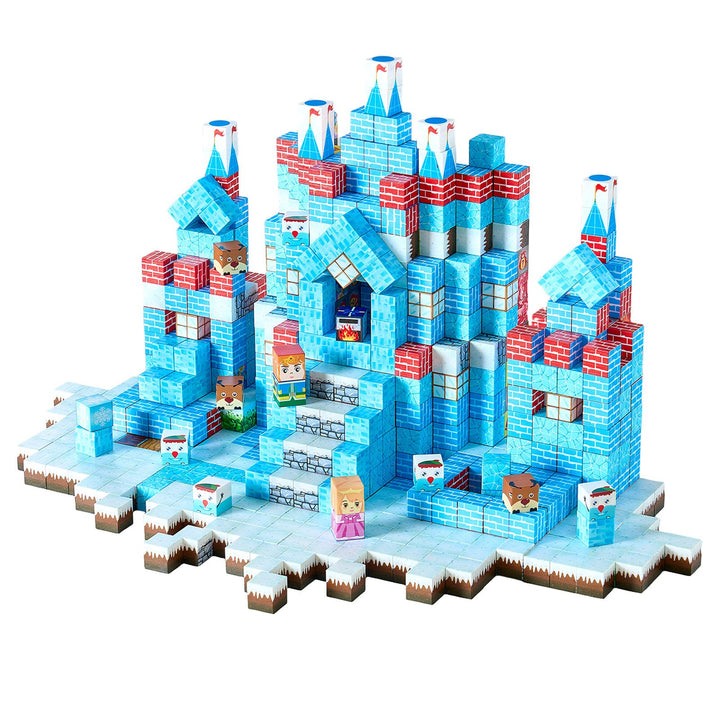 Magnetic Blocks, 150 PCS Glacier Castle Set, Magnetic Building Cubes for Kids, STEM Montessori Sensory Toys for Christmas Birthday Gift, Construction Stacking Toy for 3+ Years Old Boys & Girls