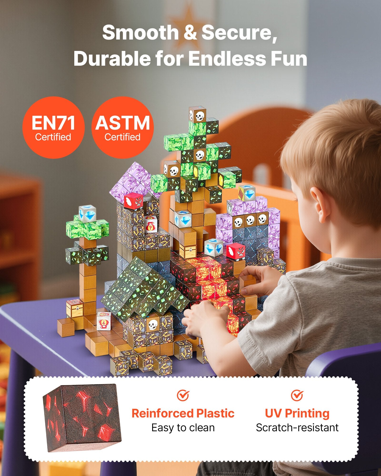 Magnetic Blocks, 150 PCS Dark Castle Set, Magnetic Building Cubes for Kids, STEM Montessori Sensory Toys for Christmas Birthday Gift, Construction Stacking Toy for 3+ Years Old Boys & Girls