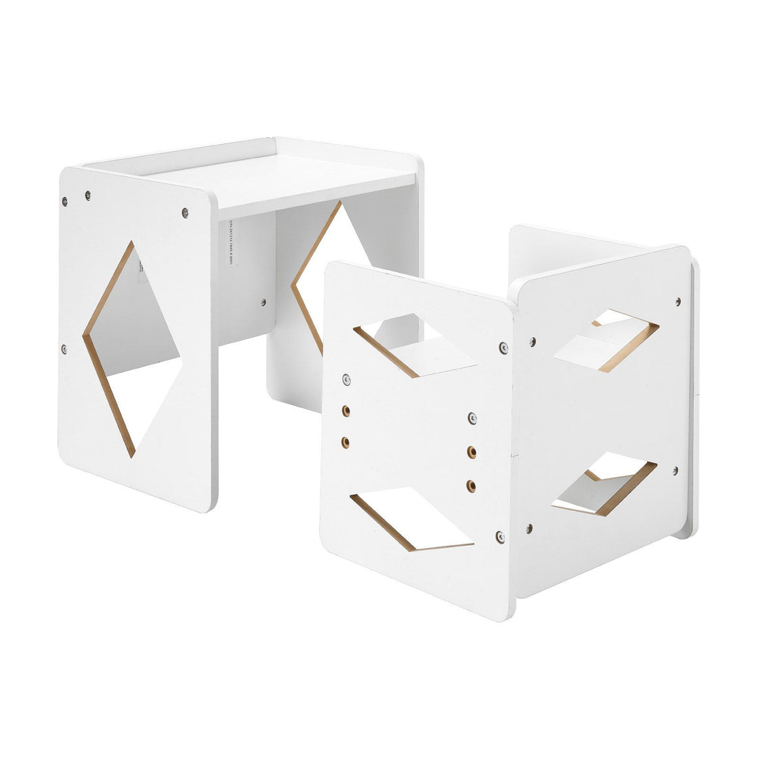 Montessori Weaning Table and Chair Set, Wooden Toddler Table and Chair Set for Aged 1-5, Adjustable Height Kids Montessori Chair and Activity Table, Ideal for Reading, Eating, Playing - White