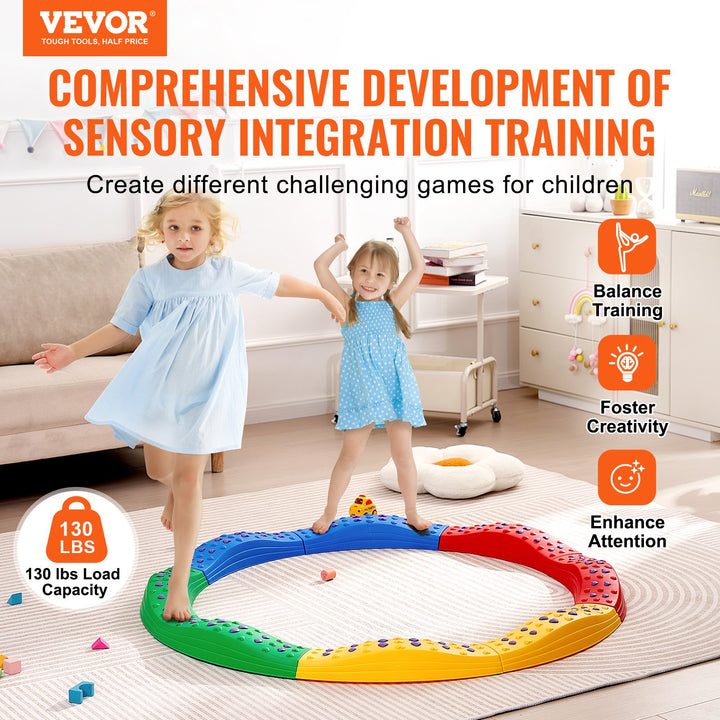 Balance Beam Stepping Stones, 8 PCS Toddler Balance Boards Non-Slip Textured Surface & Rubber Pads, Montessori Toy for Kids 2-6, Build Coordination and Gross Motor Skills, Indoor or Outdoor Play