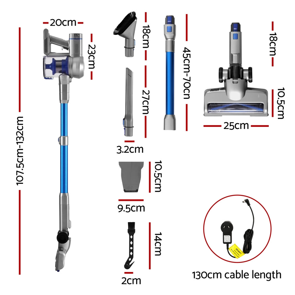 Devanti 300W Stick Vacuum Cleaner Cordless Self-Standing - VogueDecor.au