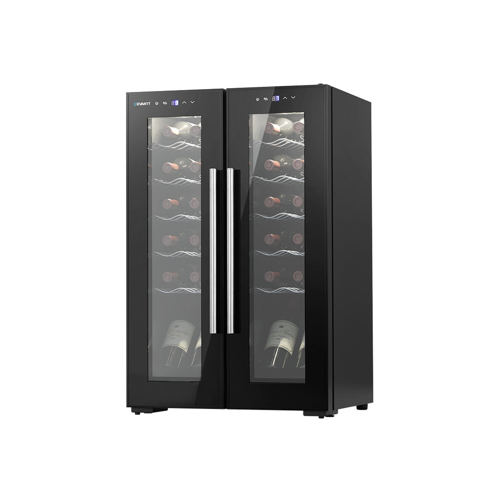 Devanti Wine Fridge Cooler Dual Zone 24 Bottles - VogueDecor.au