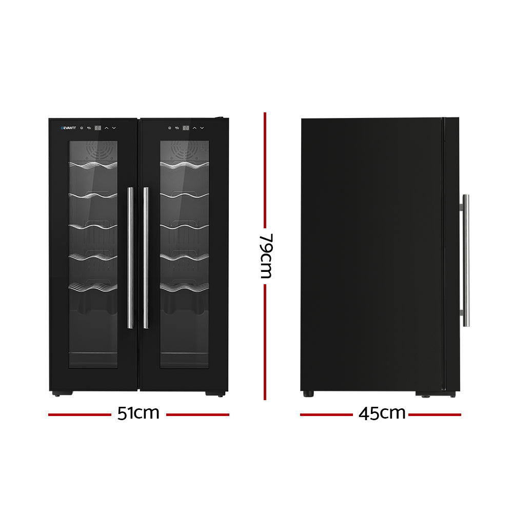 Devanti Wine Fridge Cooler Dual Zone 24 Bottles - VogueDecor.au