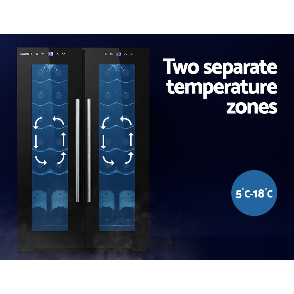 Devanti Wine Fridge Cooler Dual Zone 24 Bottles - VogueDecor.au