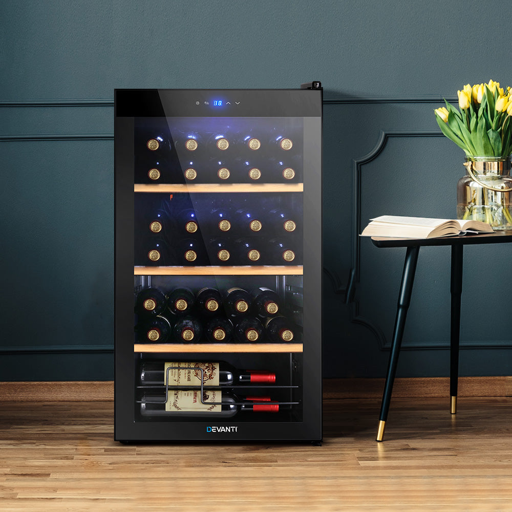 Devanti Wine Fridge Cooler 34 Bottles - VogueDecor.au