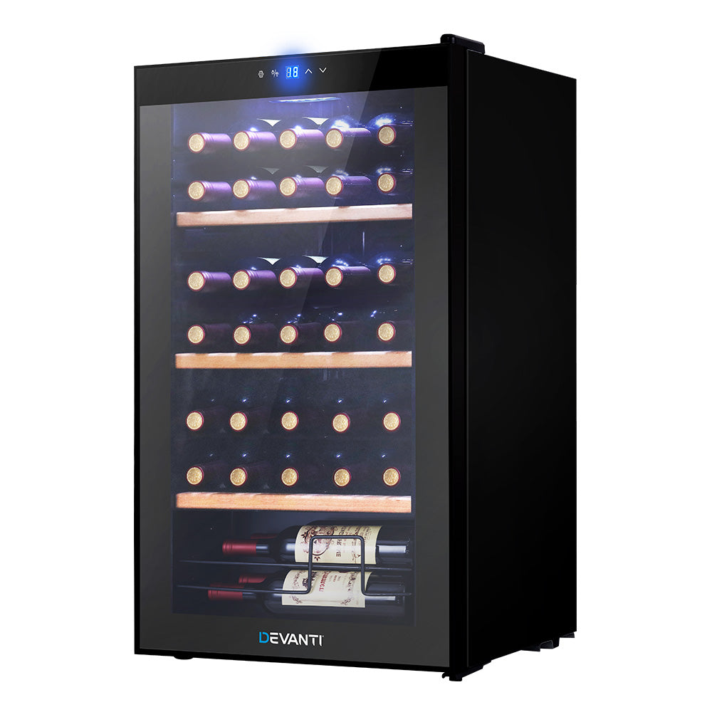Devanti Wine Fridge Cooler 34 Bottles - VogueDecor.au