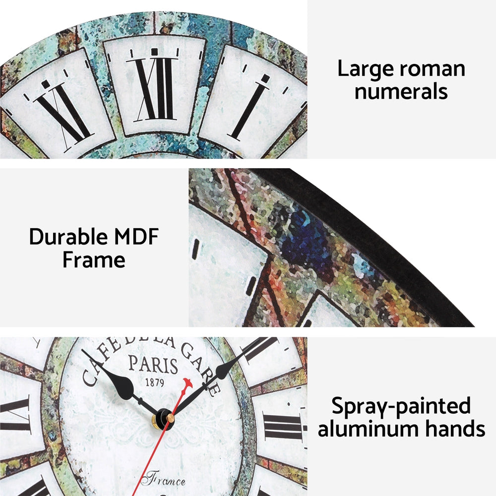 Artiss 40CM Wall Clock Rustic Design - VogueDecor.au