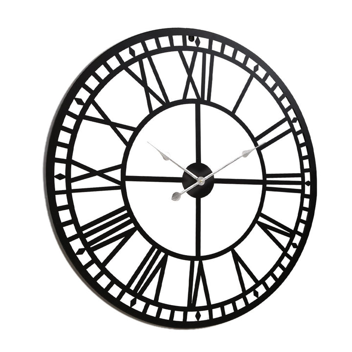 Artiss 80cm Wall Clock Large Roman Numerals Metal Black - VogueDecor.au