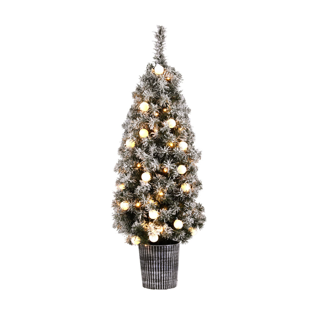 Jingle Jollys Christmas Tree 1.2M Potted Snowy Xmas Tree - VogueDecor.au
