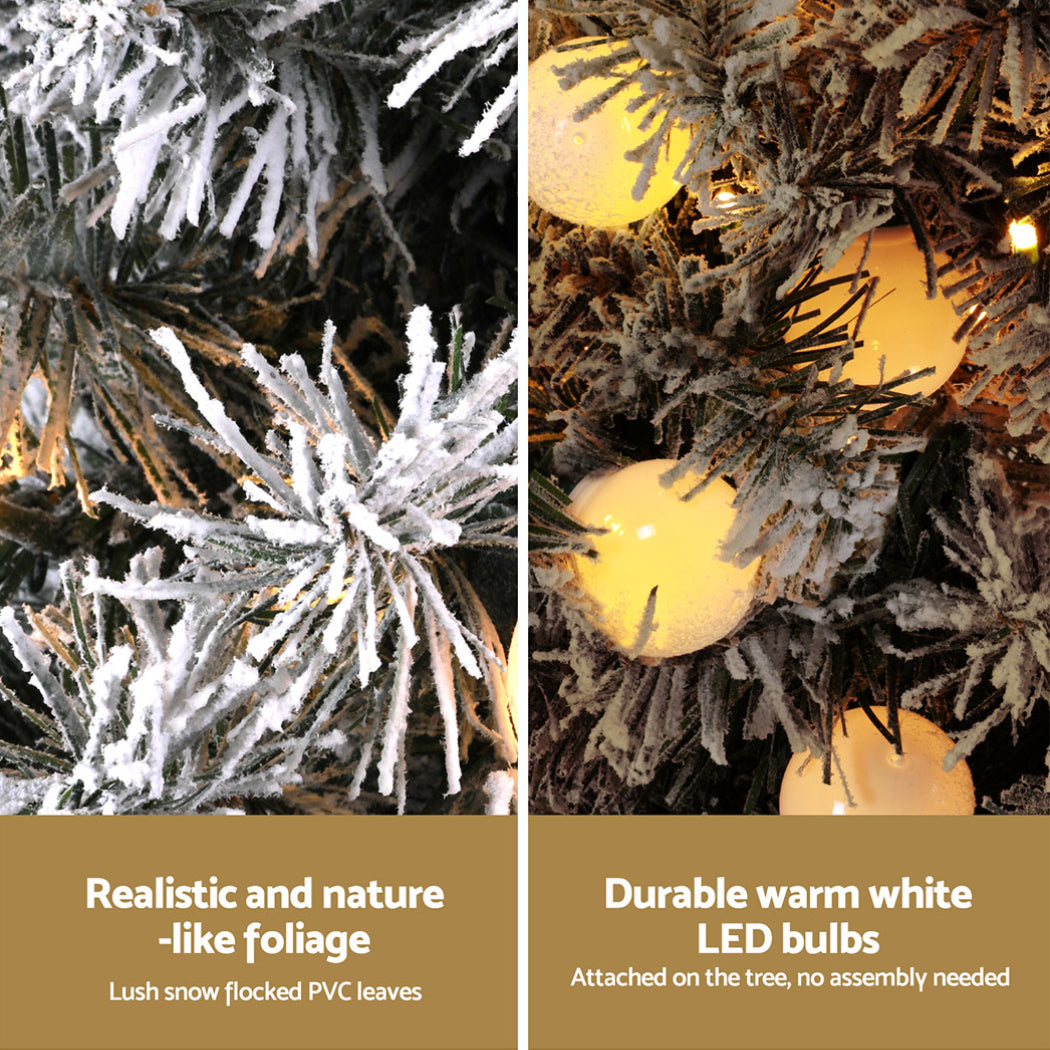 Jingle Jollys Christmas Tree 1.2M Potted Snowy Xmas Tree - VogueDecor.au