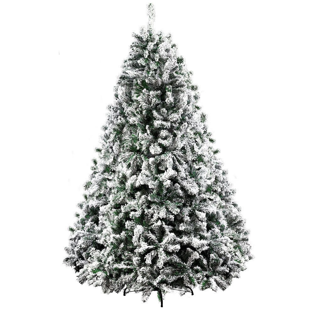 Jingle Jollys Christmas Tree 2.4M Xmas Tree Decorations Snow Flocked 1500 Tips - VogueDecor.au