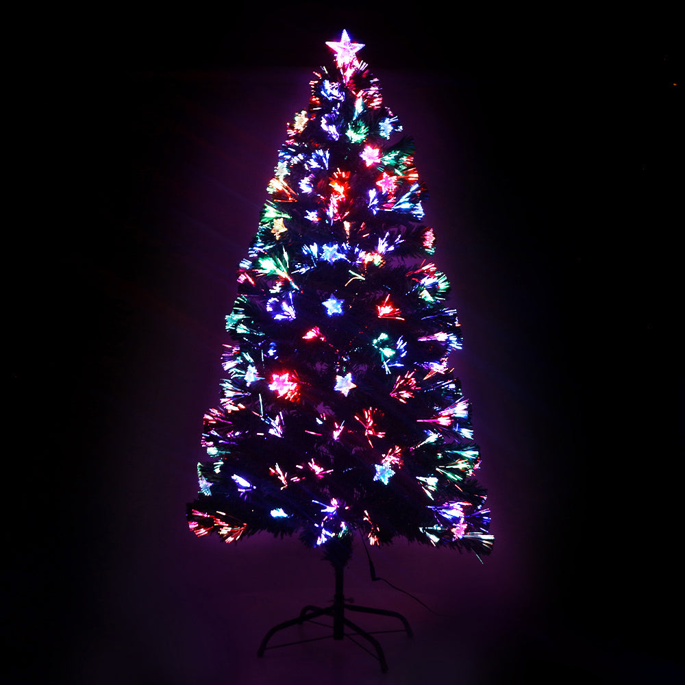 Jingle Jollys 1.2m Christmas Tree Optic Fibre LED Xmas tree Multi Colour - VogueDecor.au