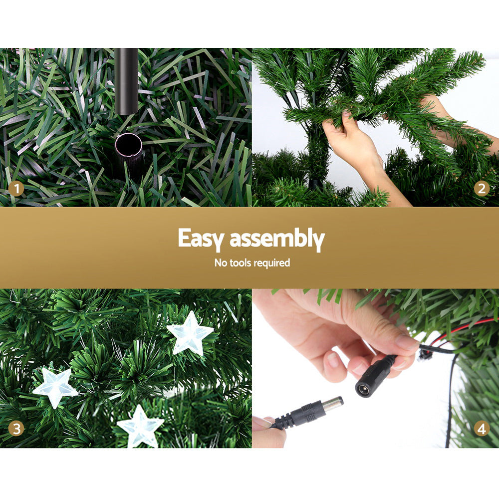 Jingle Jollys 1.2m Christmas Tree Optic Fibre LED Xmas tree Multi Colour - VogueDecor.au