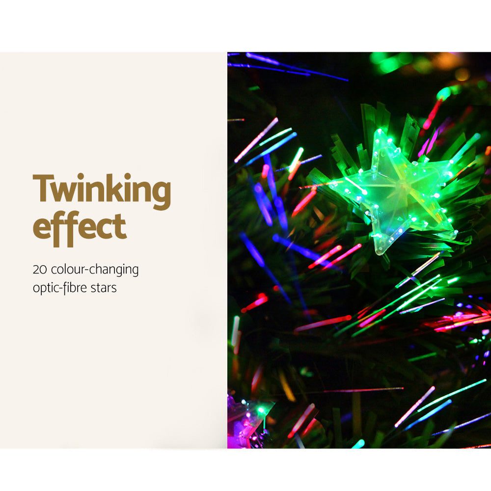 Jingle Jollys 1.2m Christmas Tree Optic Fibre LED Xmas tree Multi Colour - VogueDecor.au