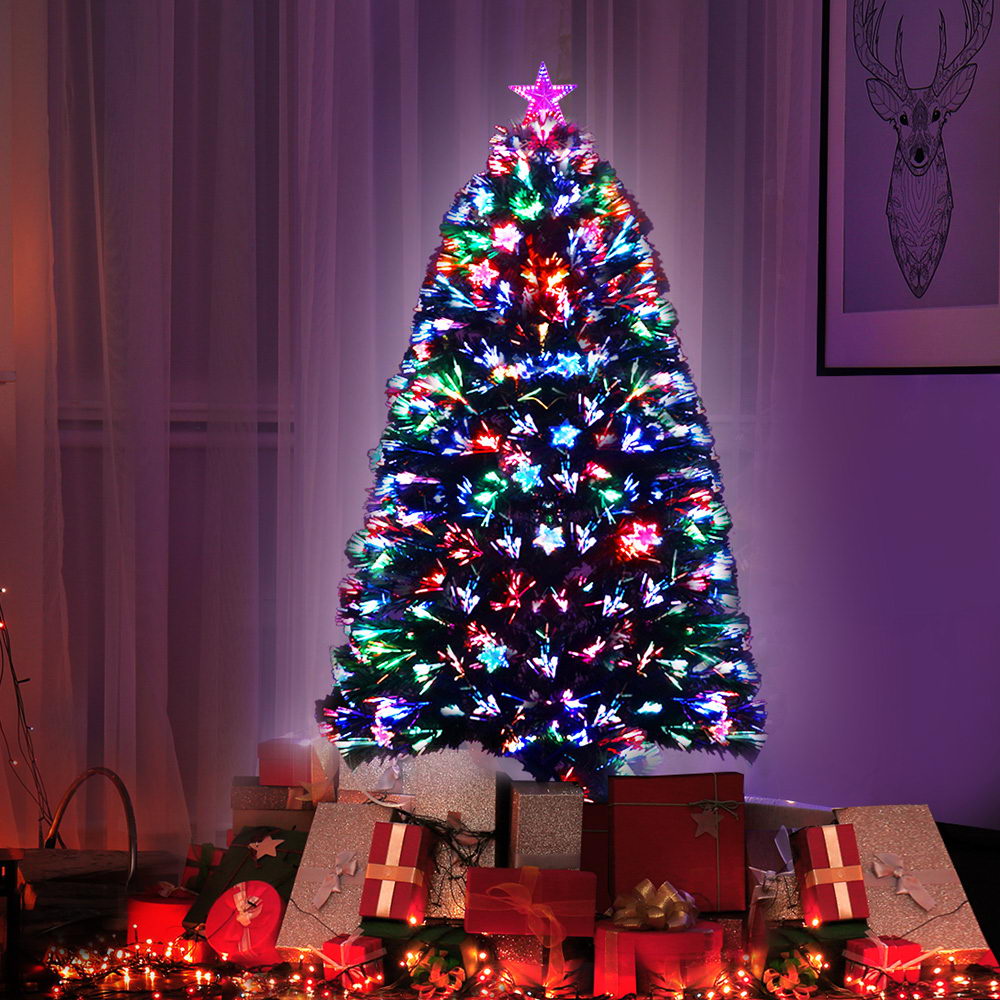 Jingle Jollys 1.2m Christmas Tree Optic Fibre LED Xmas tree Multi Colour - VogueDecor.au