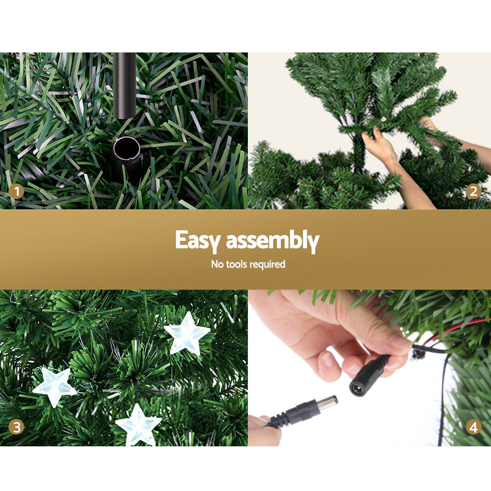 Jingle Jollys 1.8m Christmas Tree Optic Fibre LED Xmas tree Multi Colour - VogueDecor.au