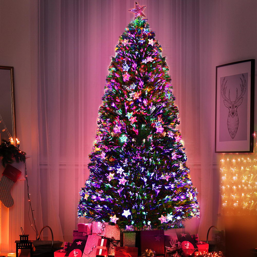 Jingle Jollys 1.8m Christmas Tree Optic Fibre LED Xmas tree Multi Colour - VogueDecor.au