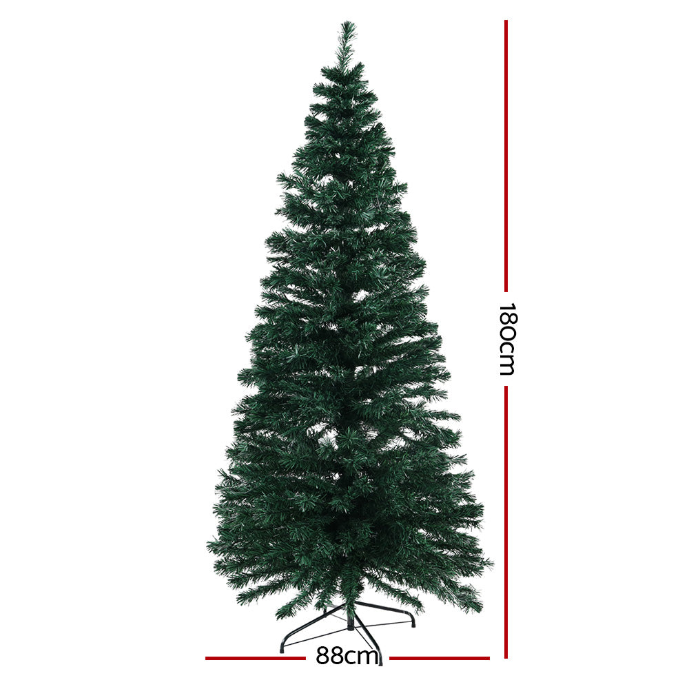 Jingle Jollys 1.8m Christmas Tree Optic Fibre LED Xmas tree 300 Tips - VogueDecor.au
