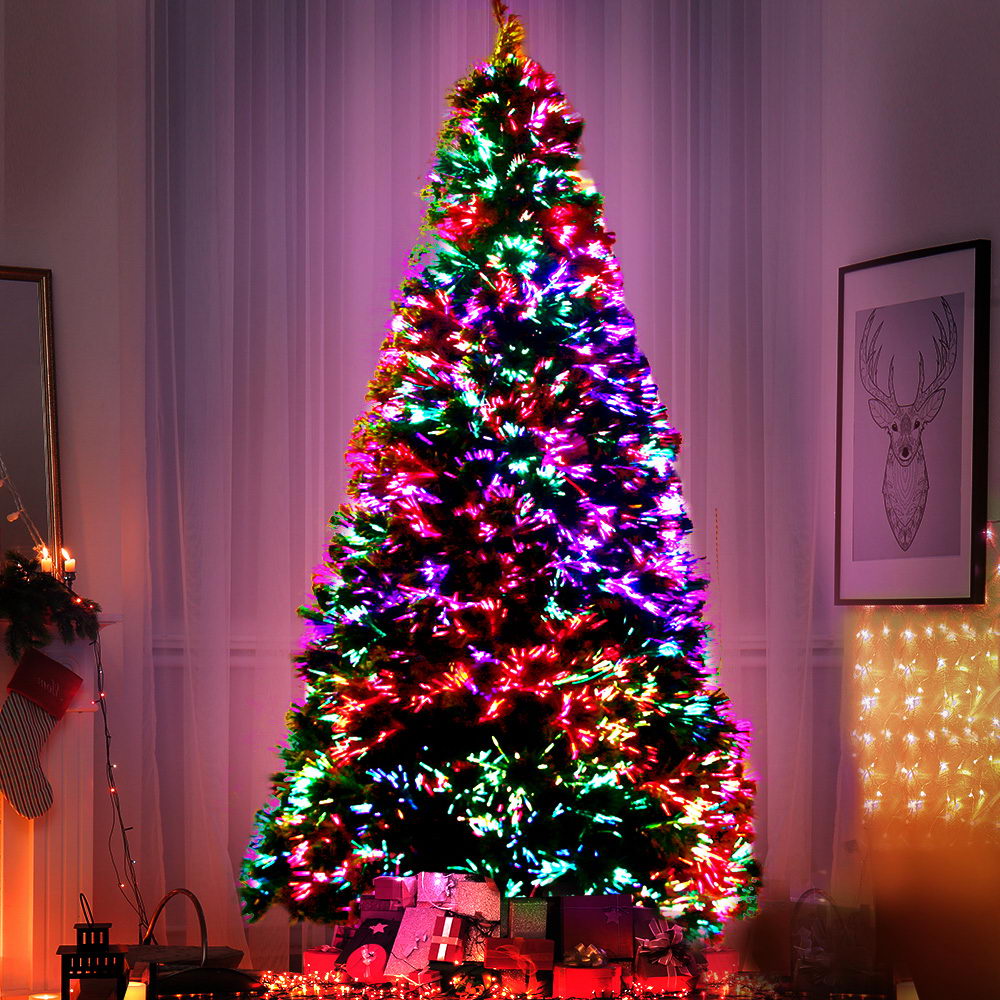 Jingle Jollys 1.8m Christmas Tree Optic Fibre LED Xmas tree 300 Tips - VogueDecor.au