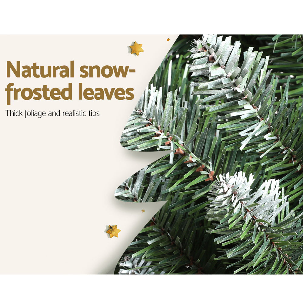 Jingle Jollys Christmas Tree 1.8m Xmas Tree Decorations Snowy 300 Tips - VogueDecor.au