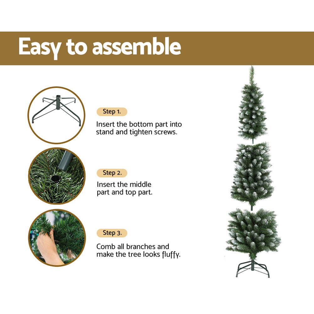 Jingle Jollys Christmas Tree 1.8m Xmas Tree Decorations Snowy 300 Tips - VogueDecor.au
