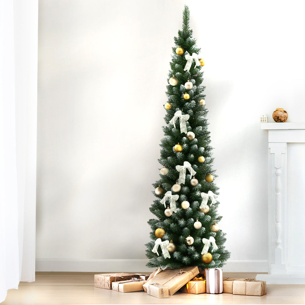 Jingle Jollys Christmas Tree 1.8m Xmas Tree Decorations Snowy 300 Tips - VogueDecor.au