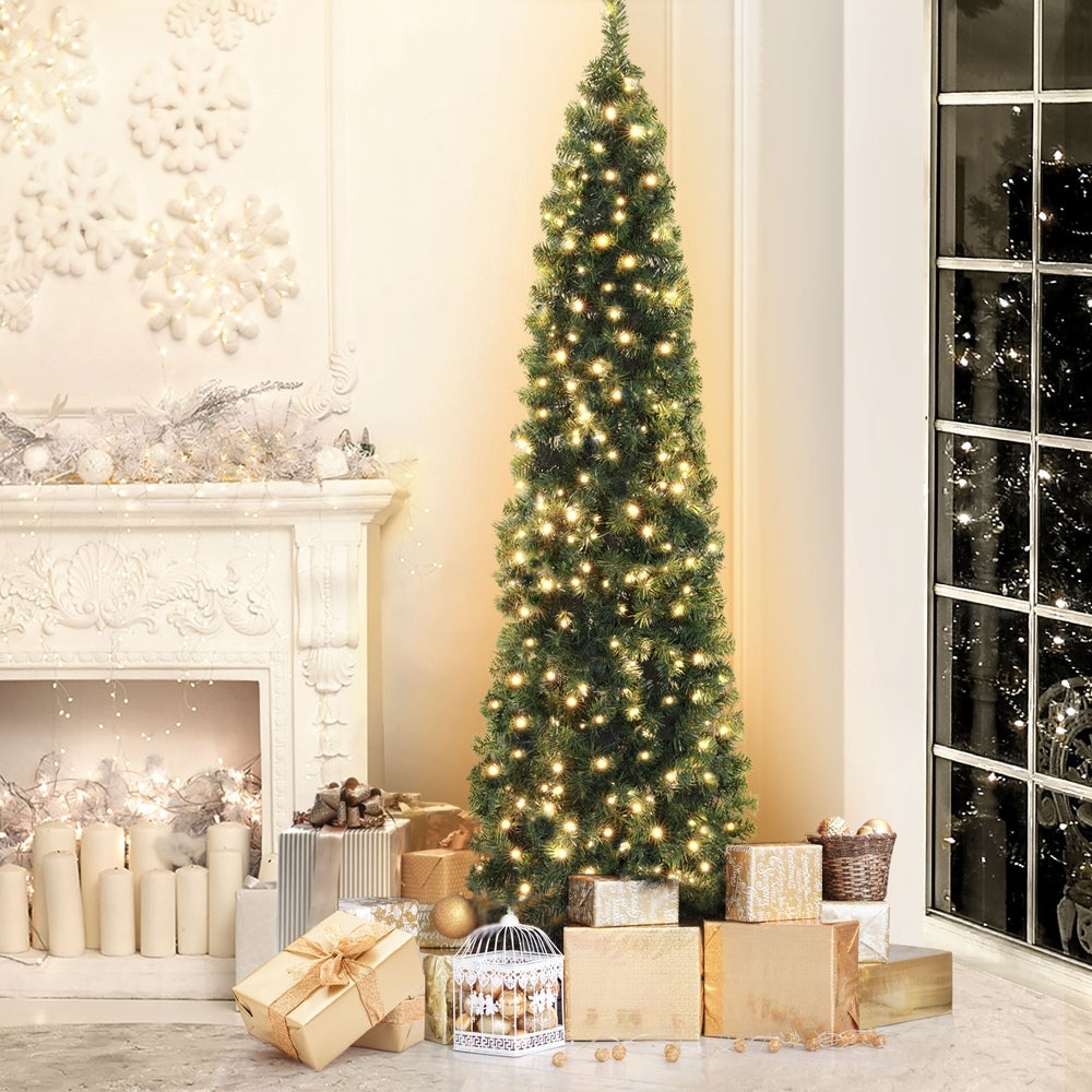 Jingle Jollys Christmas Tree 2.1M Corner Xmas Tree Party Decorations 430 Tips - VogueDecor.au