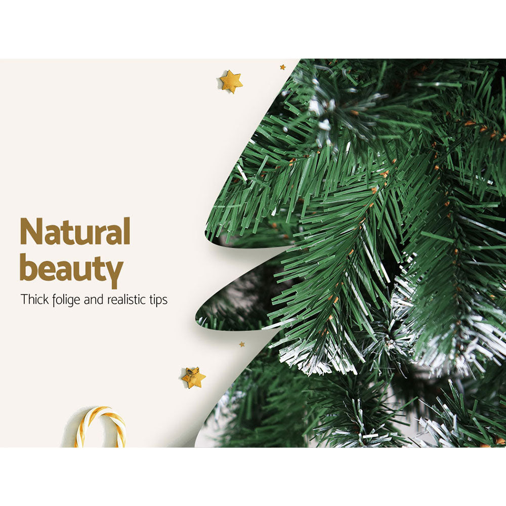 Jingle Jollys Christmas Tree 1.8m Snowy Xmas Tree Decoration 650 Tips - VogueDecor.au