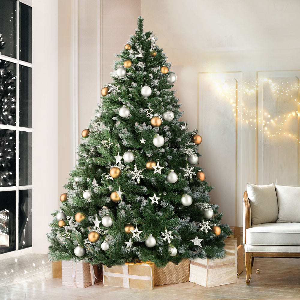 Jingle Jollys Christmas Tree 1.8m Snowy Xmas Tree Decoration 650 Tips - VogueDecor.au
