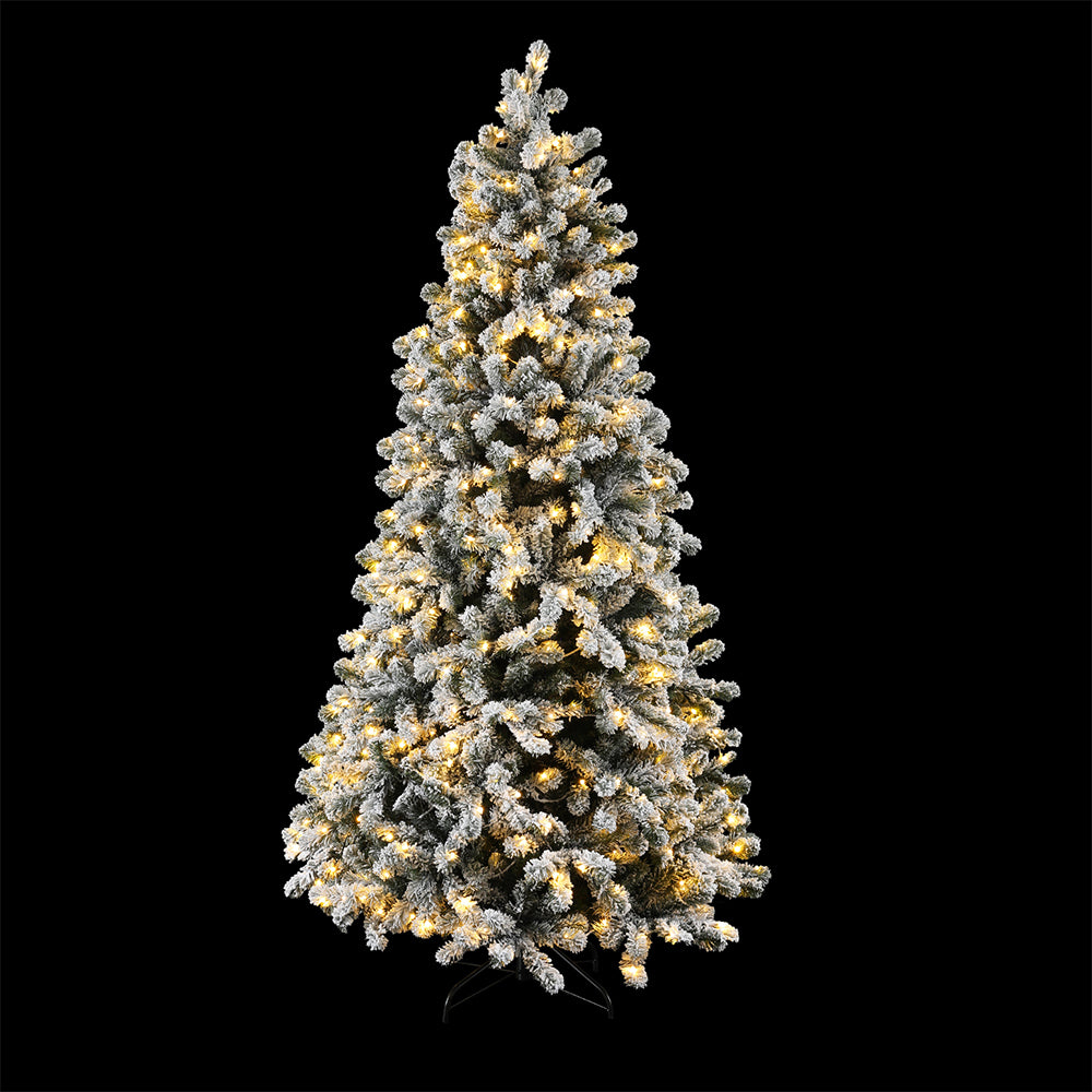 Jingle Jollys Christmas Tree 1.8m Snow Flocked LED Xmas Decoration 8 Light Modes - VogueDecor.au