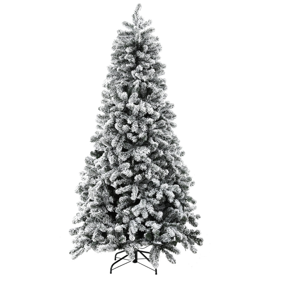 Jingle Jollys Christmas Tree 1.8m Snow Flocked LED Xmas Decoration 8 Light Modes - VogueDecor.au