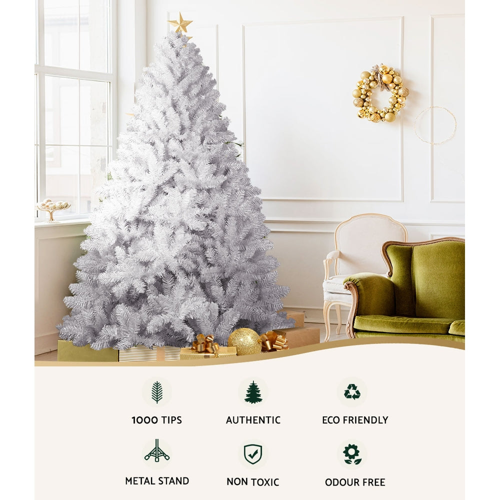 Jingle Jollys Christmas Tree 2.1m 1000 White Tips Xmas Tree Decorations - VogueDecor.au