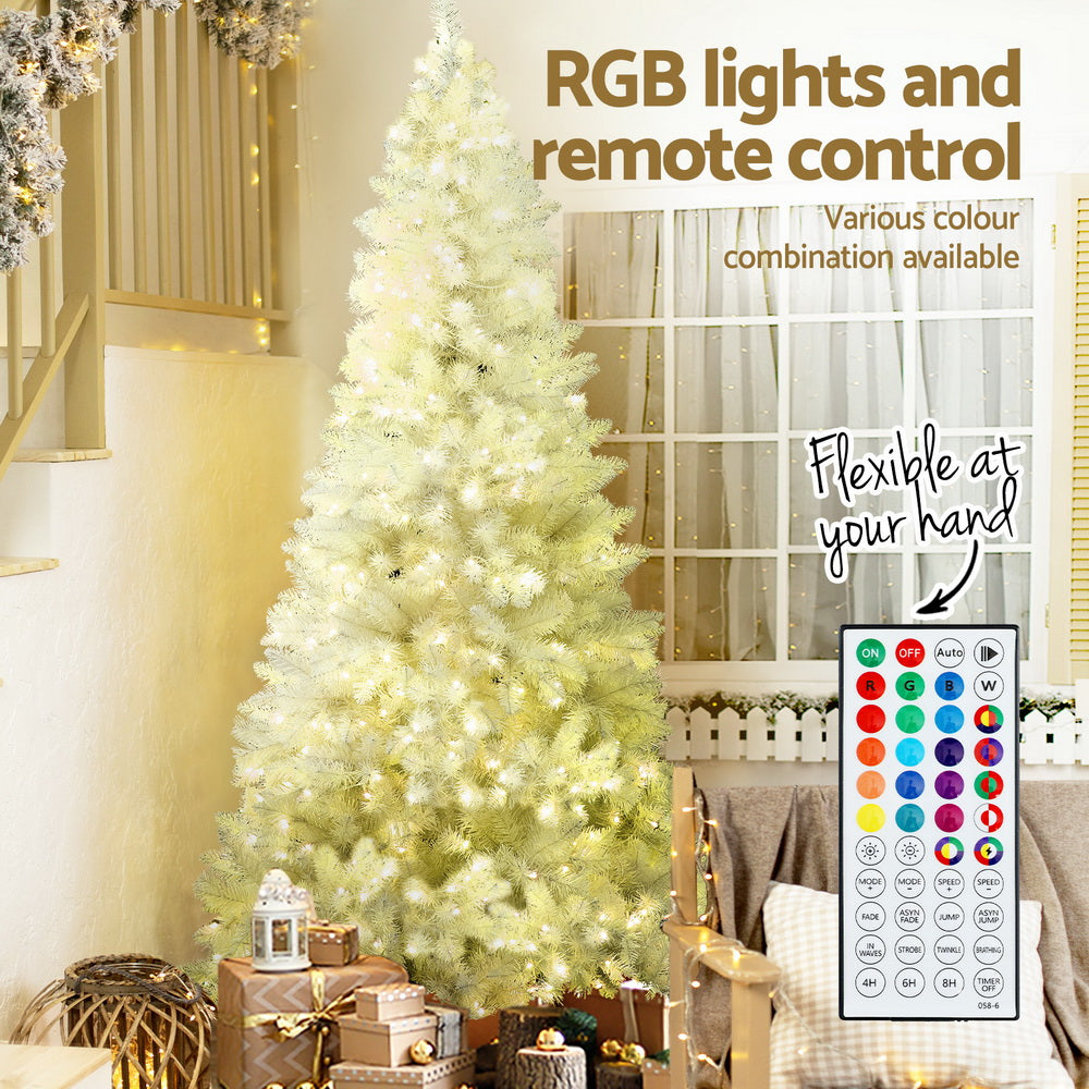 Jingle Jollys Christmas Tree 2.1m RGB Remote Xmas Party Decorations 1310 Tips - VogueDecor.au