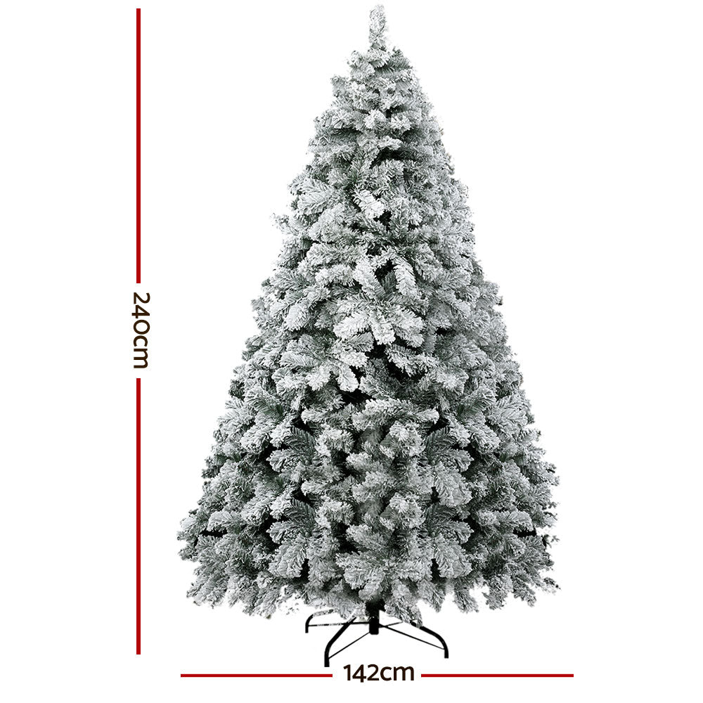 Jingle Jollys Christmas Tree 2.4m Snow Flocked Xmas Tree Decorations 1165 Tips - VogueDecor.au
