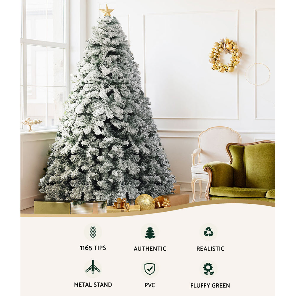 Jingle Jollys Christmas Tree 2.4m Snow Flocked Xmas Tree Decorations 1165 Tips - VogueDecor.au