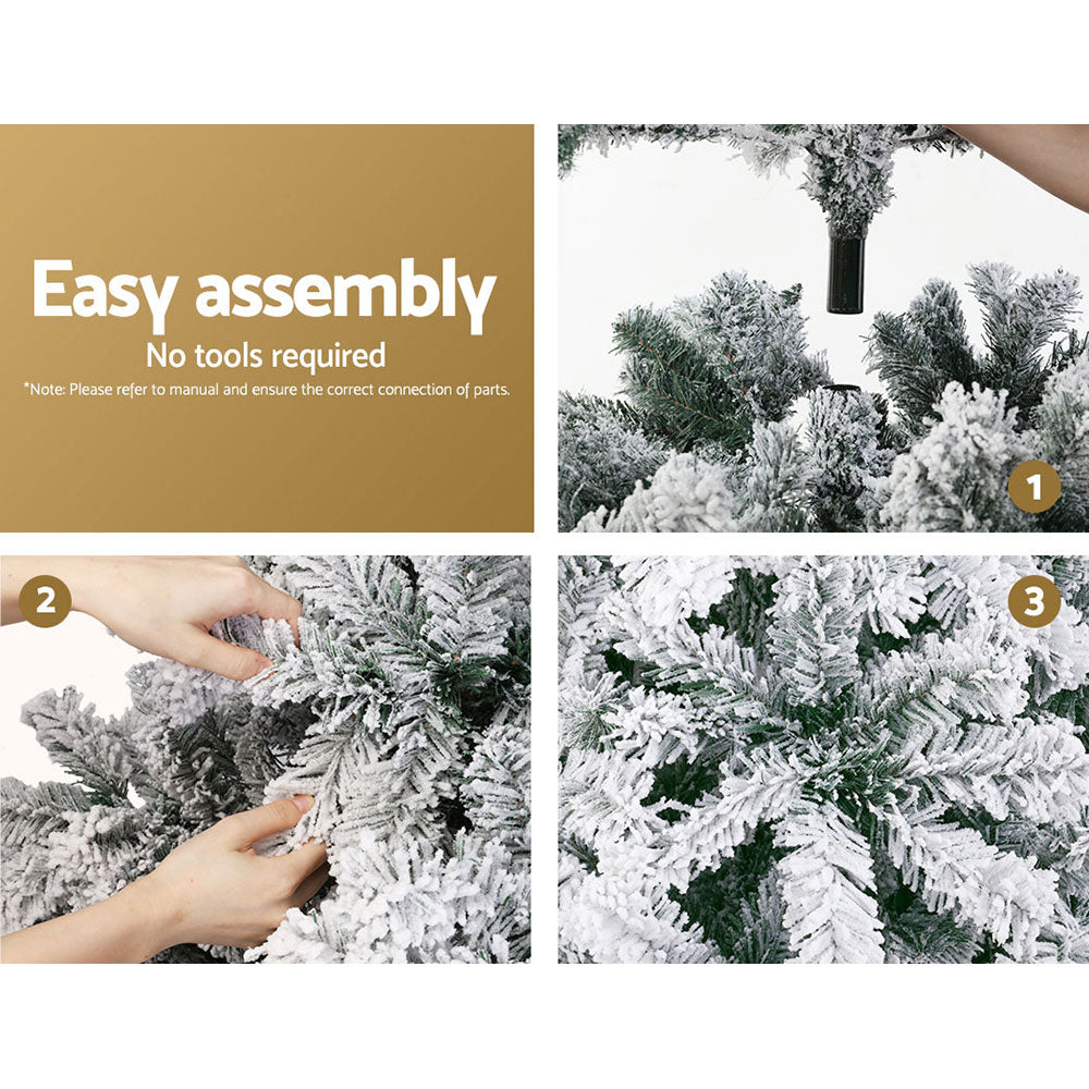 Jingle Jollys Christmas Tree 2.4m Snow Flocked Xmas Tree Decorations 1165 Tips - VogueDecor.au