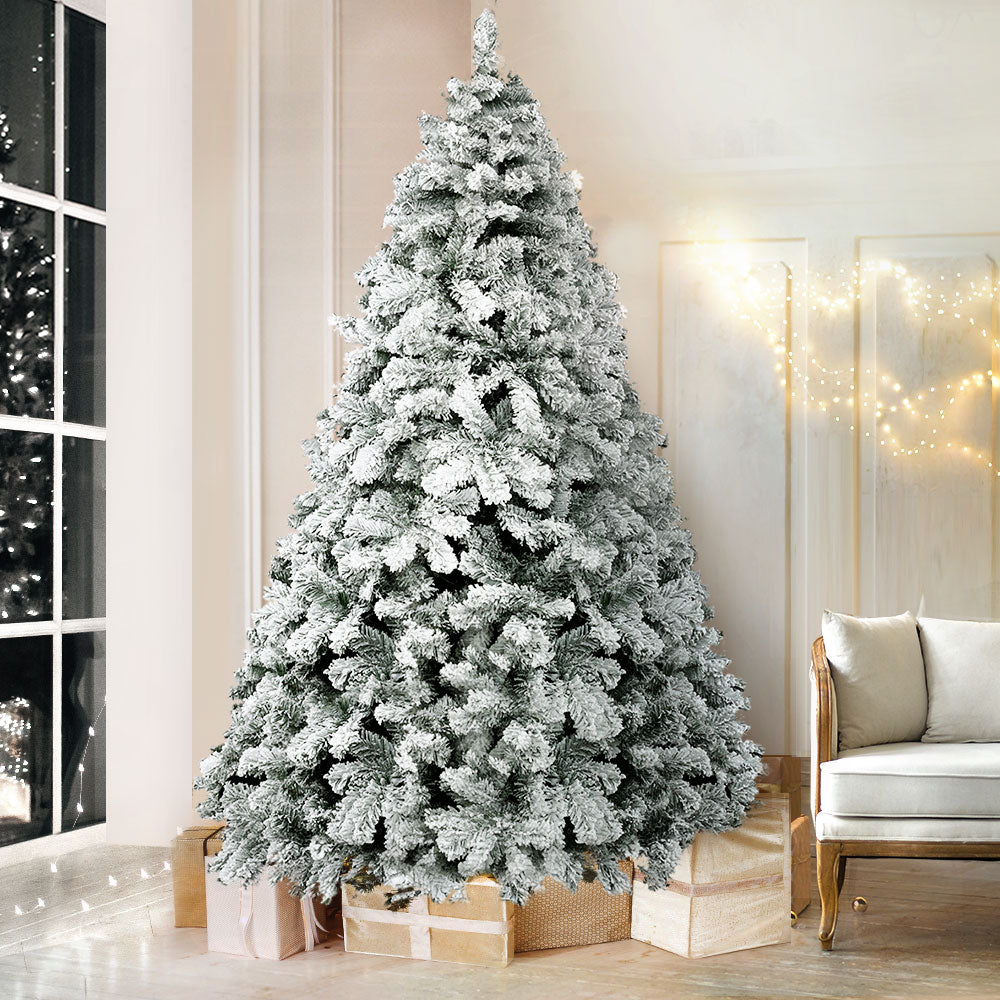 Jingle Jollys Christmas Tree 2.4m Snow Flocked Xmas Tree Decorations 1165 Tips - VogueDecor.au