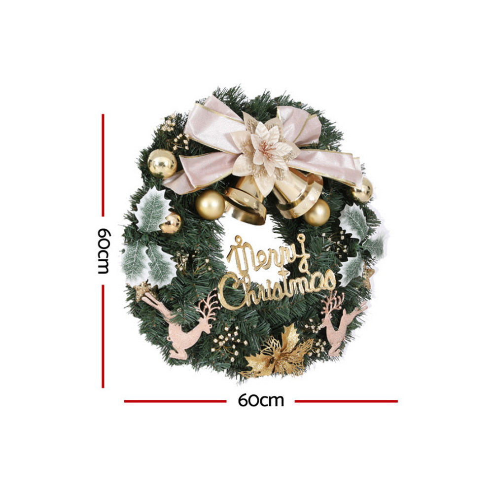 Jingle Jollys Christmas Wreath 60CM Garland Flowers Baubles Party Decorations - VogueDecor.au