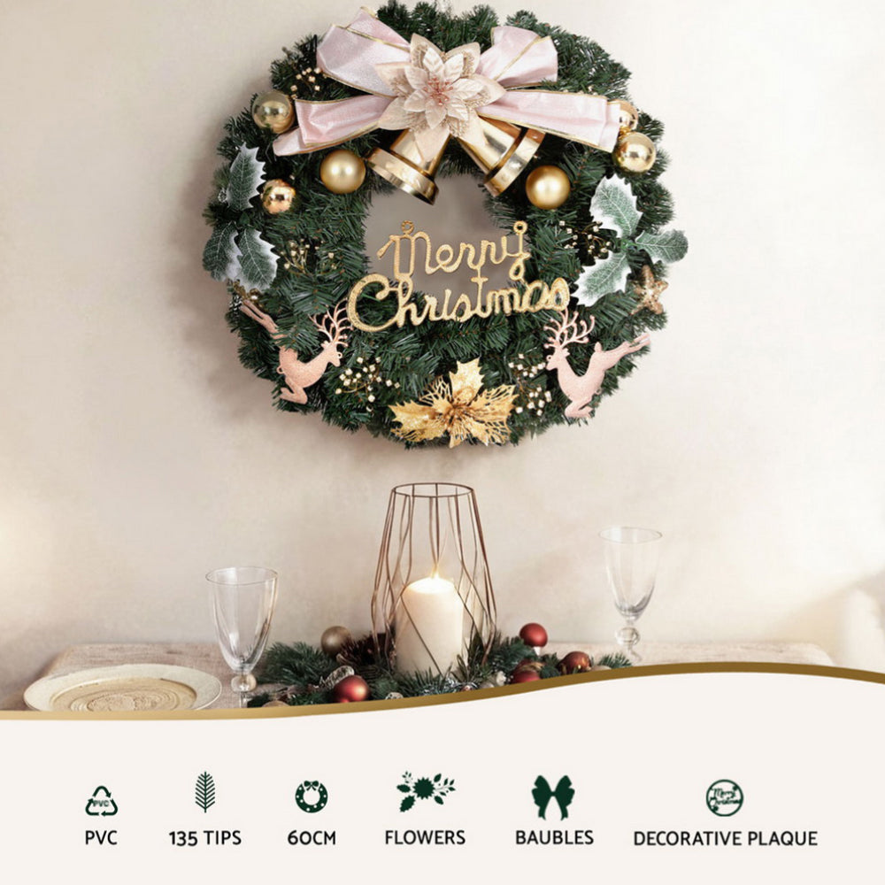 Jingle Jollys Christmas Wreath 60CM Garland Flowers Baubles Party Decorations - VogueDecor.au