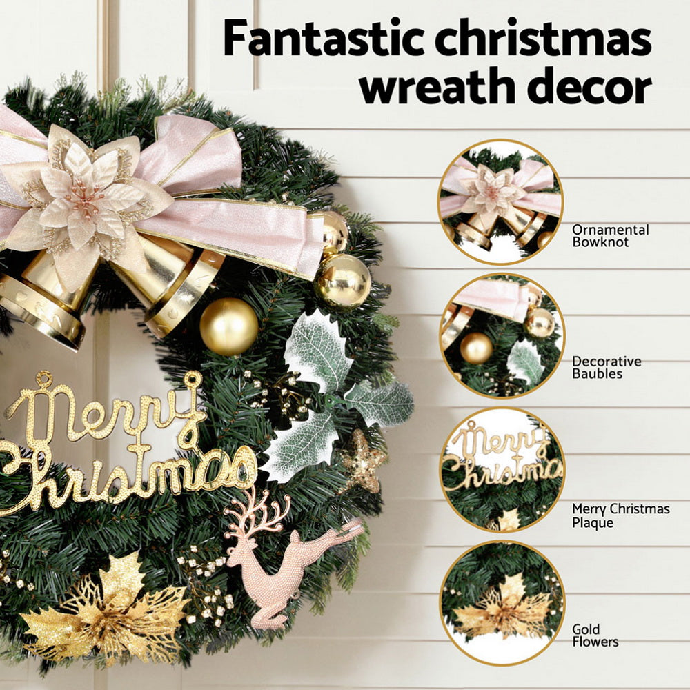 Jingle Jollys Christmas Wreath 60CM Garland Flowers Baubles Party Decorations - VogueDecor.au