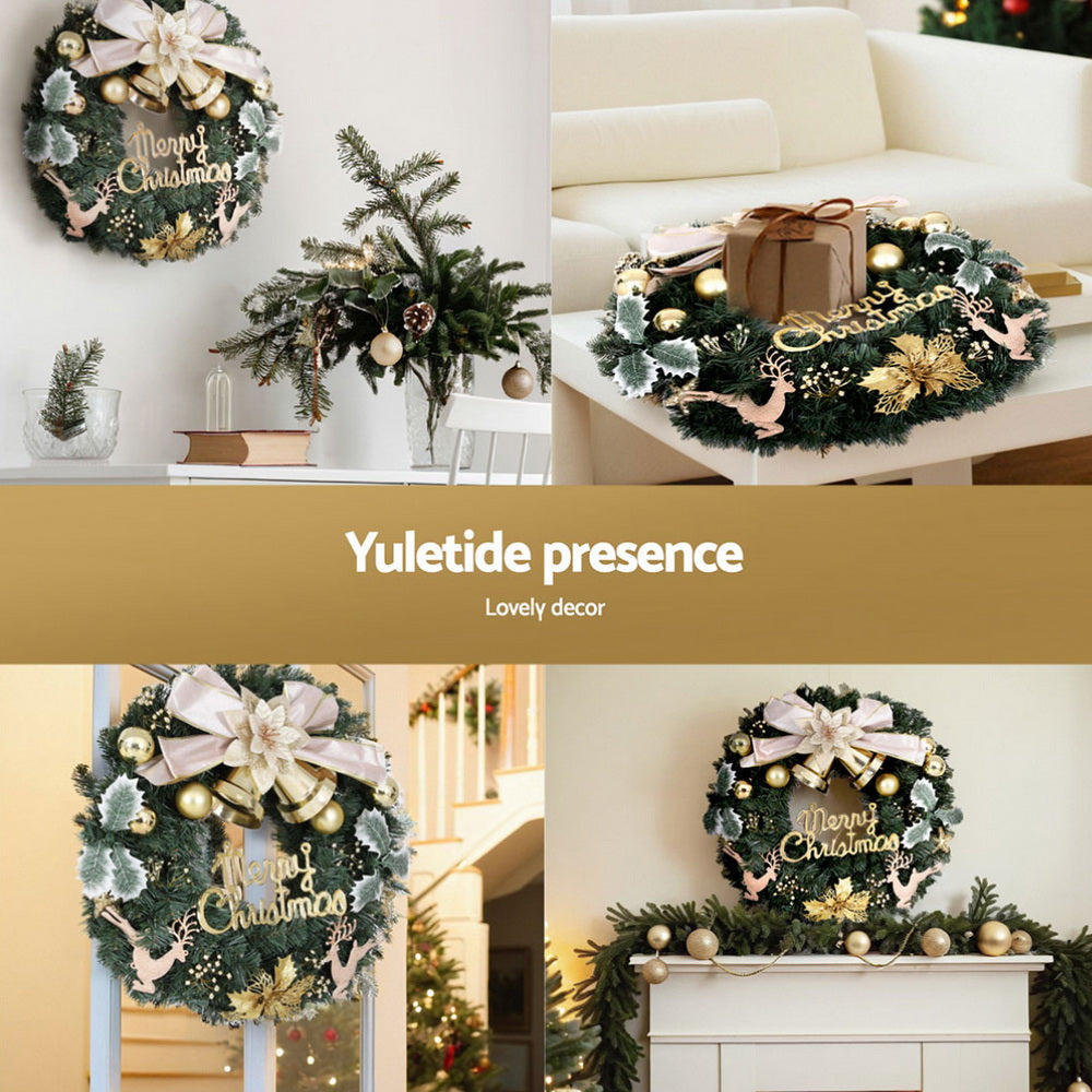 Jingle Jollys Christmas Wreath 60CM Garland Flowers Baubles Party Decorations - VogueDecor.au