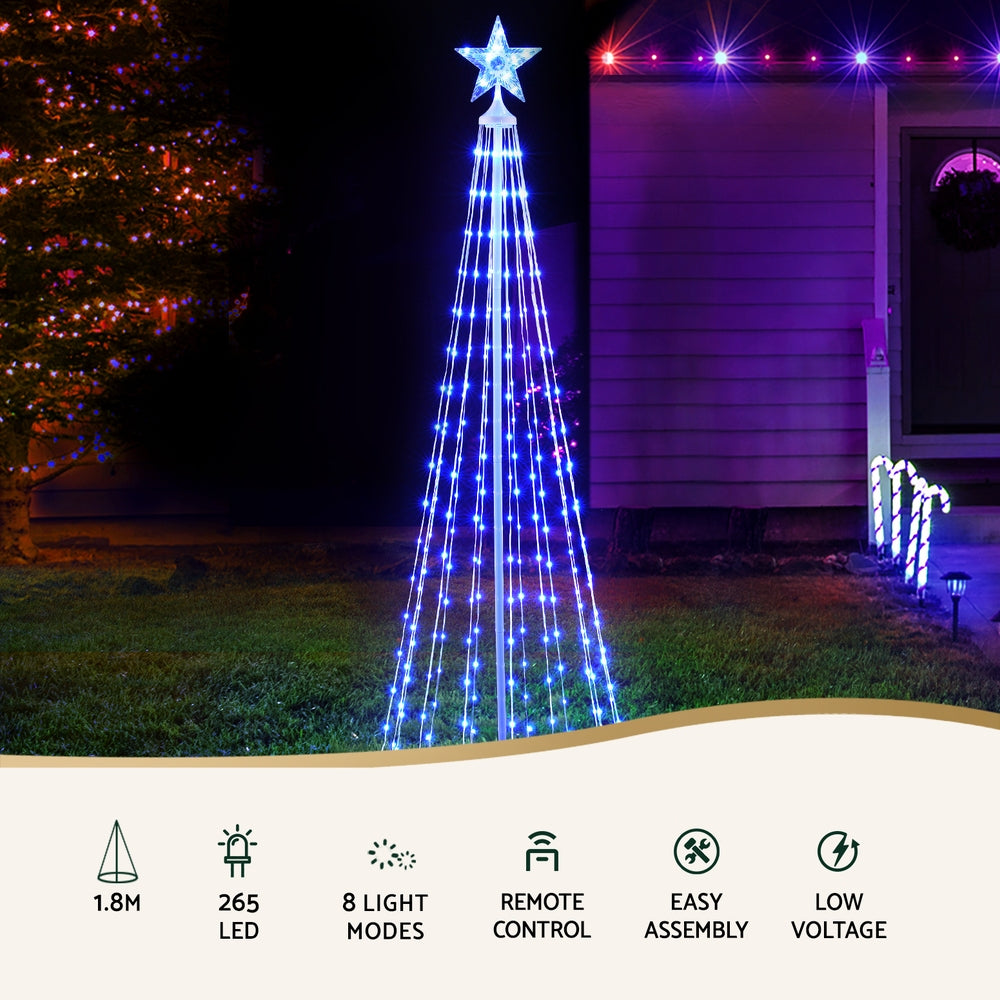 1.8M Christmas Tree 265 LED RGB Fairy Lights Jingle Jollys - VogueDecor.au