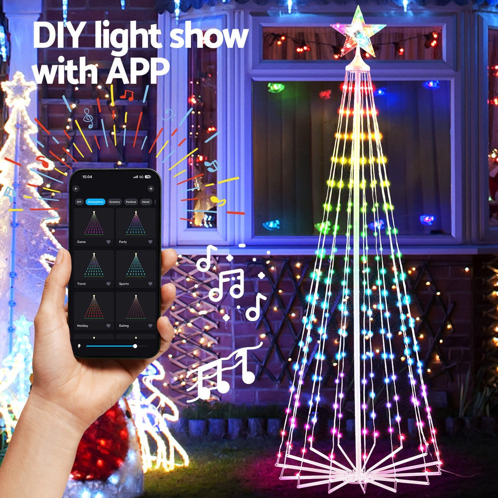 1.8M Christmas Tree 265 LED RGB Fairy Lights Jingle Jollys - VogueDecor.au