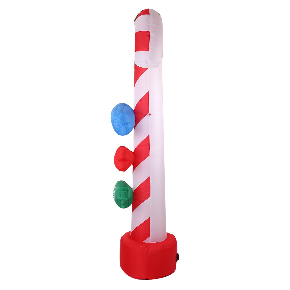 Jingle Jollys Christmas Inflatable Candy Pole 2.4M Illuminated Decorations - VogueDecor.au
