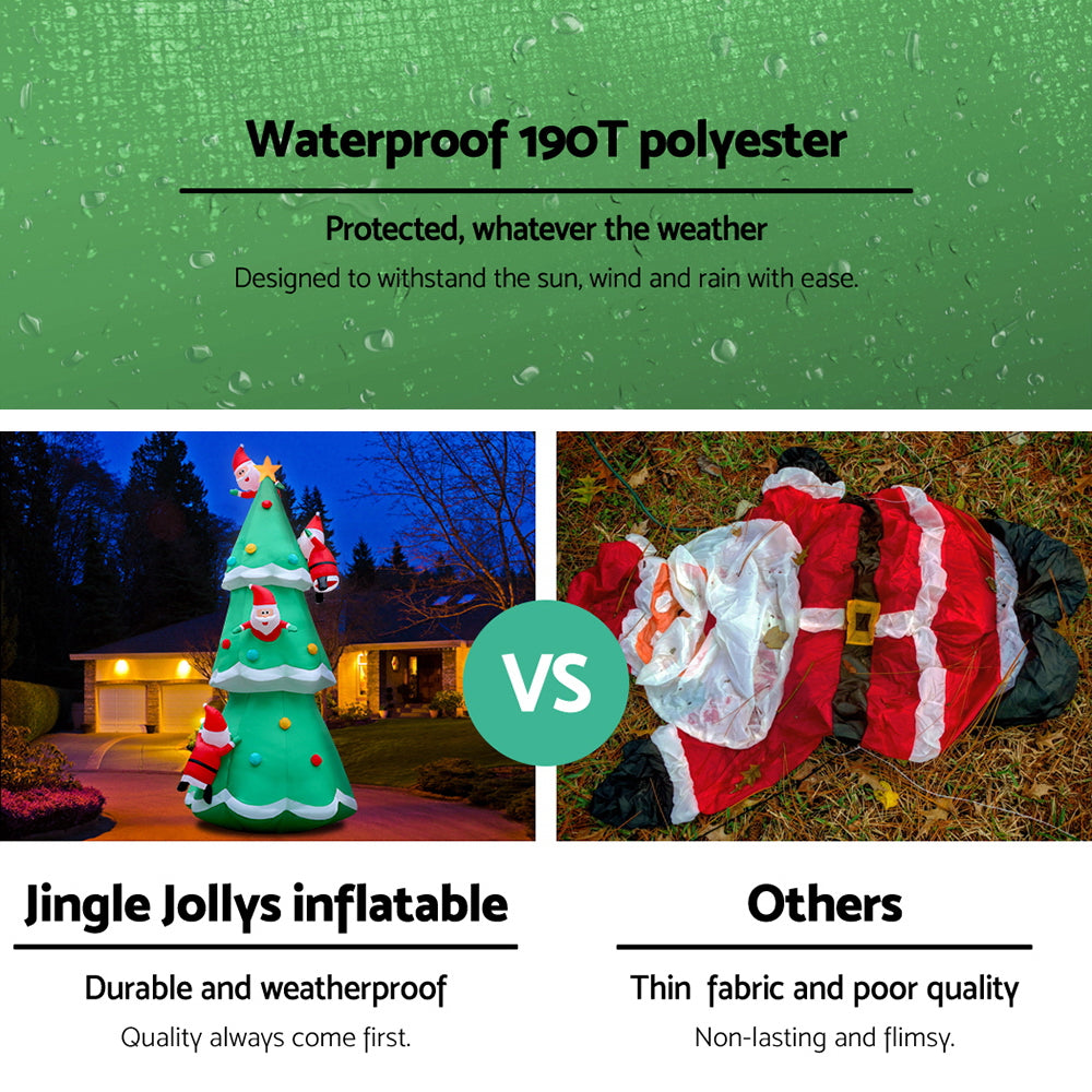 Jingle Jollys Christmas Inflatable Santa Tree 5M Illuminated Decorations - VogueDecor.au