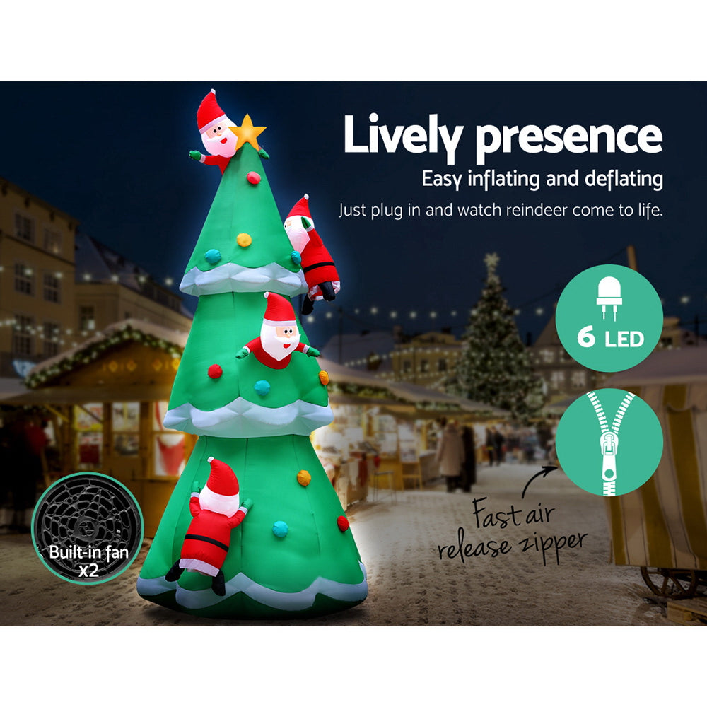 Jingle Jollys Christmas Inflatable Santa Tree 5M Illuminated Decorations - VogueDecor.au